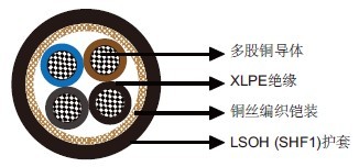 IEC 60092��׼MTX400 0.6/1kV XLPE��Ե��LSOH��SHF1�����ף���װ��ȼ����&�����£���о��